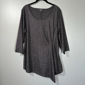 Lane Bryant Black & Silver Glitter Glam Knit Top - 14/16 - Women's Plus Size